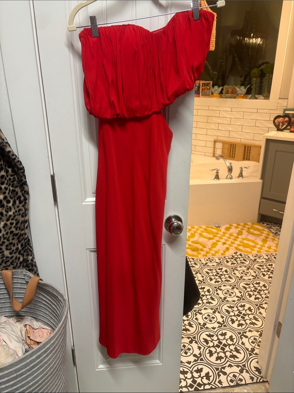 Off-Shoulder Red Evening Gown - Women Dresses